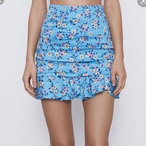 ZARA PRINTED MINI SKIRT SKY BLUE SMALL